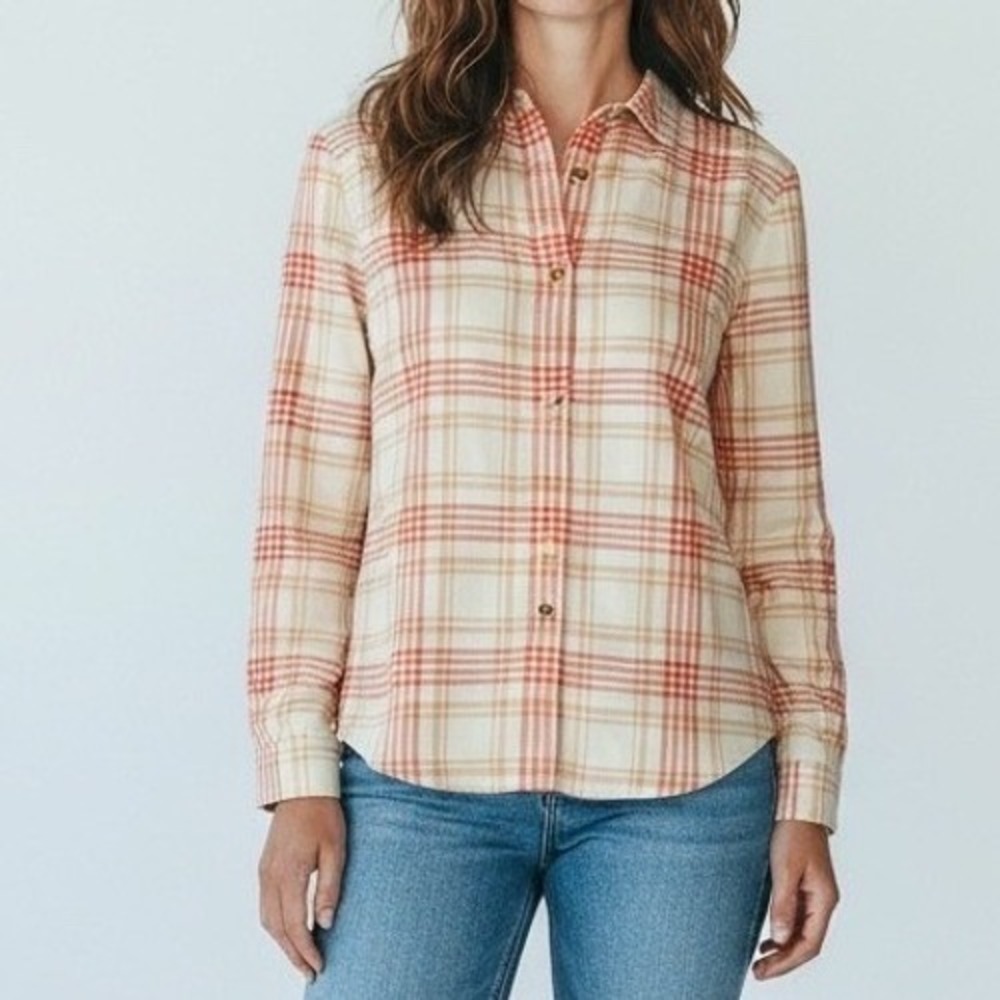 JONES NEW YORK Signature‎ Plaid Shirt Women's Large L/G Button Front Cotton